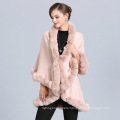 2020 Wholesale European New Style Graceful Ladies Shaggy Velvet Winter Thick Warmer Poncho Shawl Shaggy Collar Knit Coat Poncho